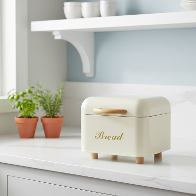 boite a pain design protège poussière insectes cuisine épurée blanche