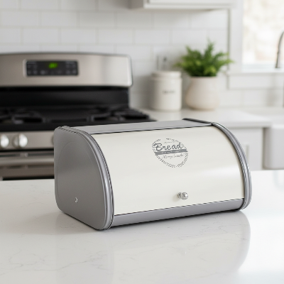 boite a pains en fer galvanisé grise rangement pain cuisine