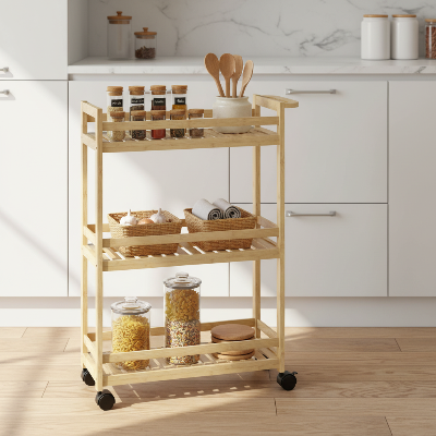desserte en bois cuisine mobile prĂšs comptoir blanc pour accĂšs facile aux essentiels culinaires
