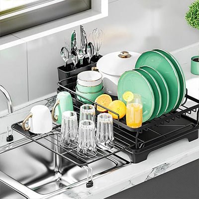 egouttoir vaisselle premium 2-niveaux avec rails coulissants