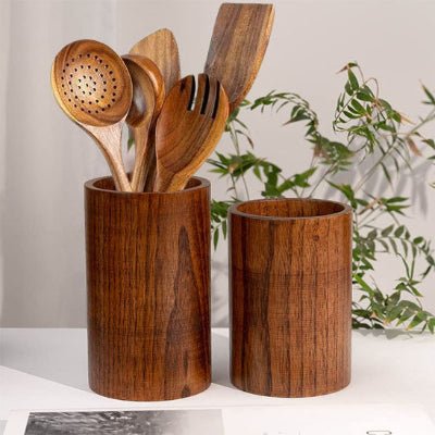 pot à ustensiles cuisine en bois pour ustensiles essentiels