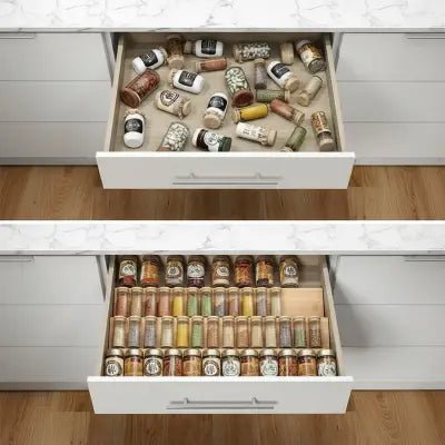 rangement épices tiroir compact mais spacieux pour toutes vos herbes aromatiques