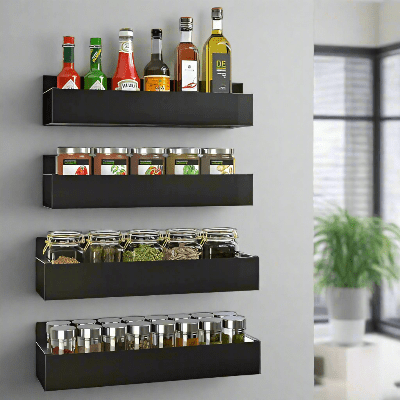 rangement pour épices aimanté au design compact pour un plan de travail dégagé