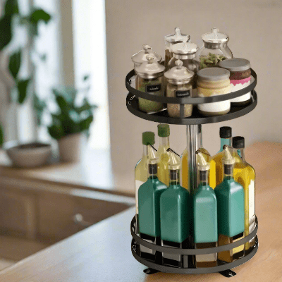 rangement pour épices à rotation complète 360° deux niveaux tout à portée de main