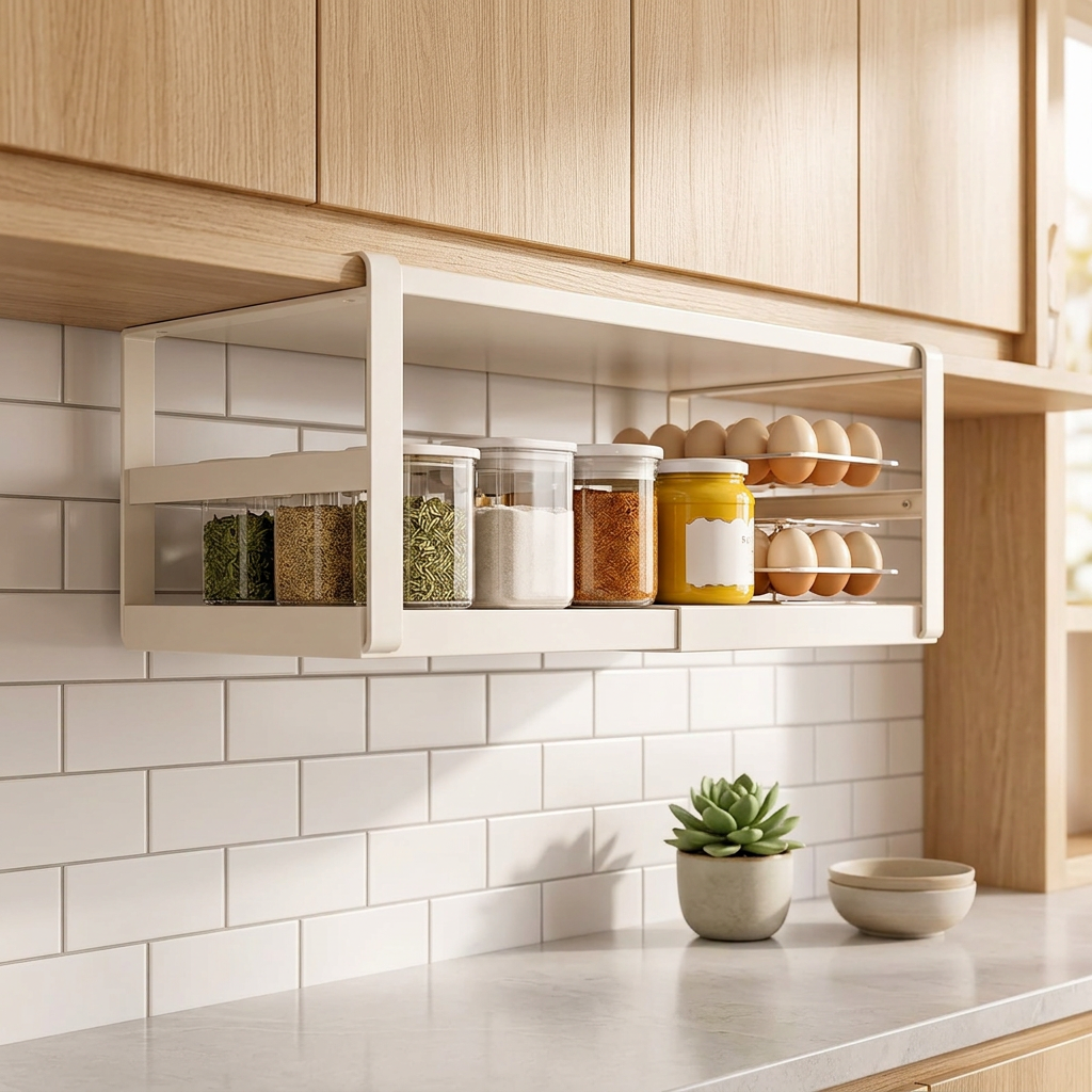 Nouvelle cuisine scandinave, étagère avec œufs et bocaux
