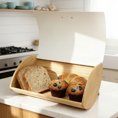 boite a pain design en bambou ouverte conservation pain muffins frais
