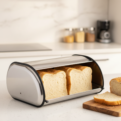 boite a pain design en inox ouverture pratique pain frais visible