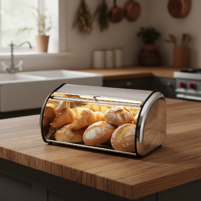 boite a pain en acier inoxydable pour conserver baguettes et petits pains