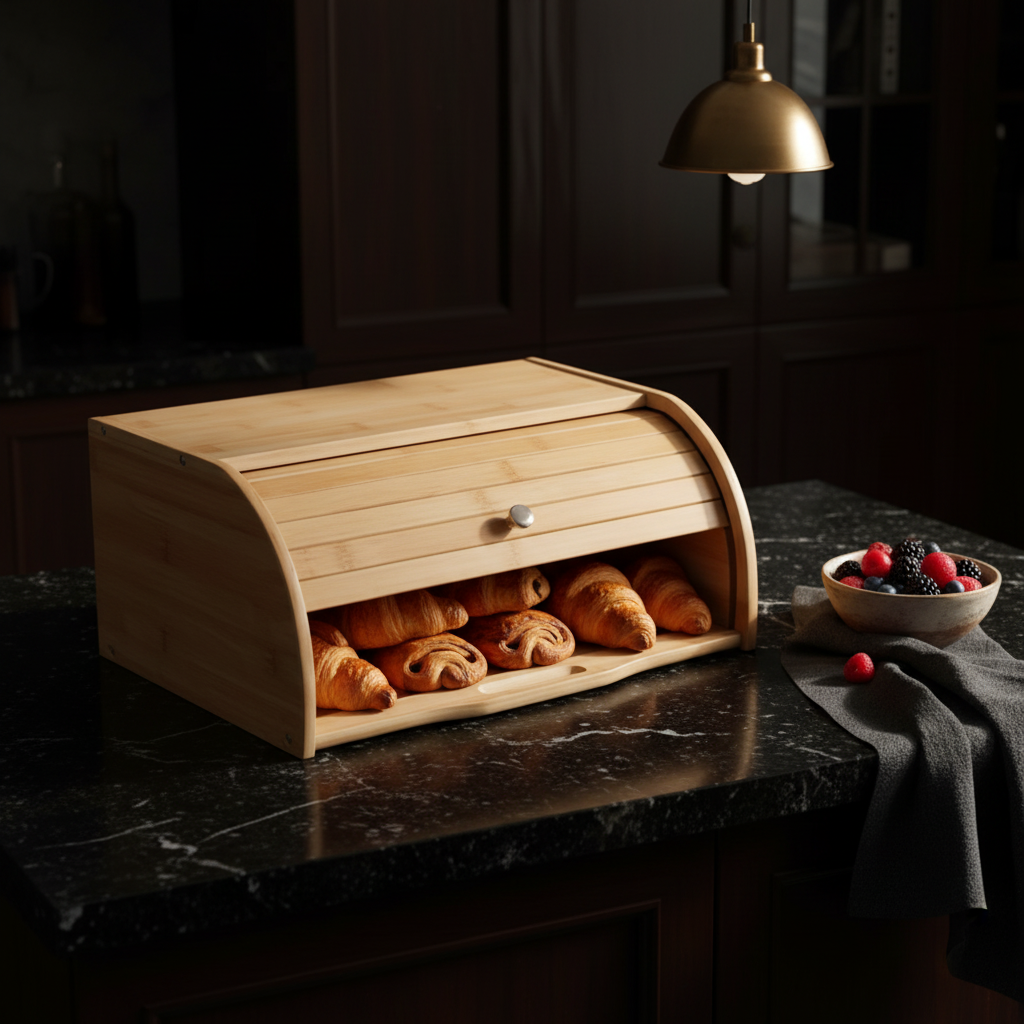 boite a pain en bambou élégant durable et facile à utiliser