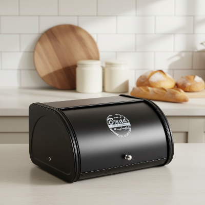 boite a pains en fer galvanisé noire élégante logo vintage cuisine