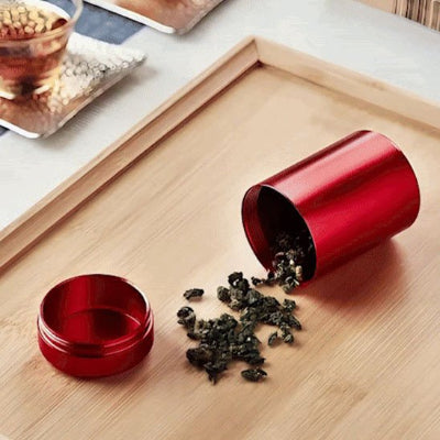 boite a the design rouge range le thé vert en toute sécurité
