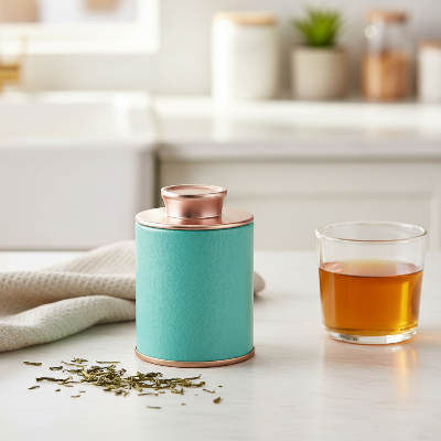 boite à thé en métal turquoise élégante pour préserver vos arômes au quotidien 