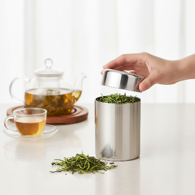 boite a the rangement en inox préserve les arômes du thé vert