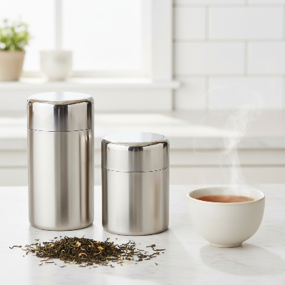 boite a the rangement en inox conserve le thé en vrac parfaitement