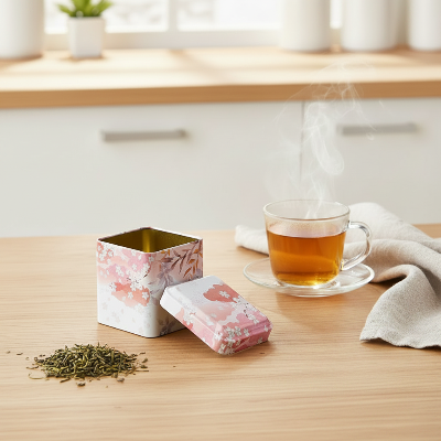 boite à thé vintage dorée pour conserver vos thés en toute fraîcheur
