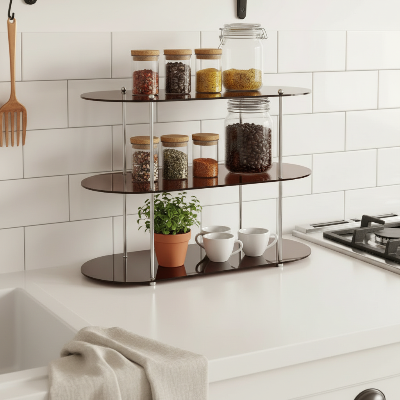 deco etagere cuisine noir compacte épices et bocaux accessibles au quotidien