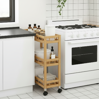 desserte bambou 18cm slim quatre niveaux bocaux épices espace récupéré