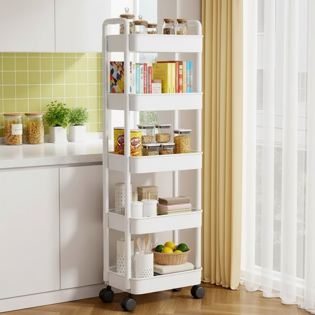 Desserte blanche 5 étages cuisine