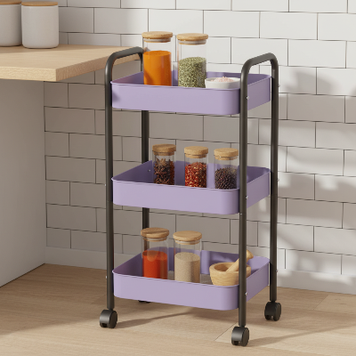 desserte cuisine chariot 3 niveaux lavande noir épices optimise chaque centimètre