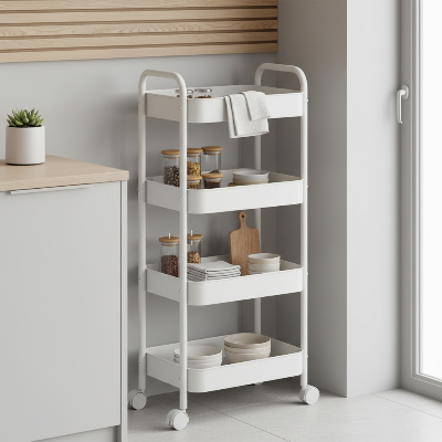  desserte de cuisine 4 étages compacte blanche rangement intuitif au quotidien