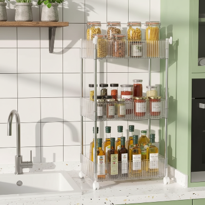 desserte mobile 12 cm trois niveaux bocaux épices pâtes rangement accessible comptoir