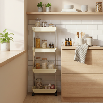 desserte pour cuisine coulissante roulettes pivotantes déplacement sans effort