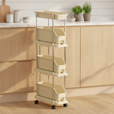 desserte pour cuisine coulissante 4 niveaux maximise capacité rangement