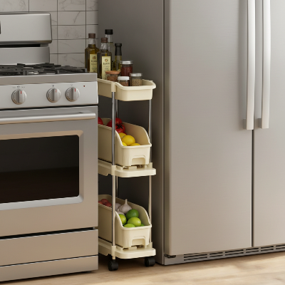 desserte pour cuisine coulissante slim s'insère dans espaces étroits