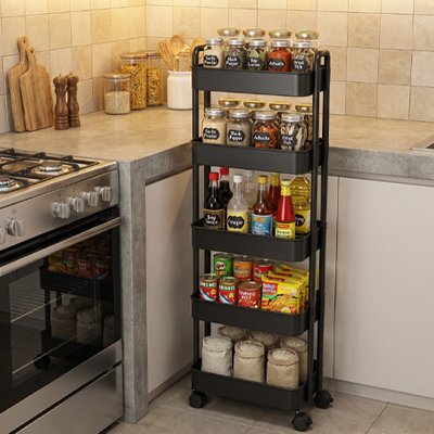 desserte-a-roulette-noire-5-etages-haute-stockez-plus-de-provisions-et-liberez-vos-placards