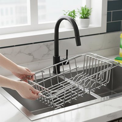égouttoir forme panier en acier inoxydable pour sécher la vaisselle
