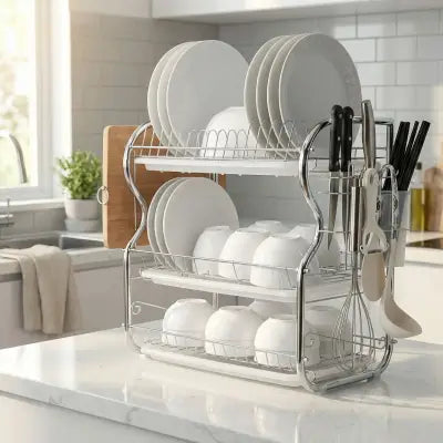 egouttoir vaisselle en acier chromé compact idéal petite cuisine