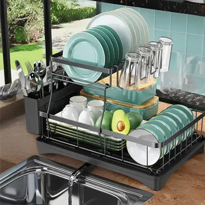 egouttoir vaisselle compactpro deux niveaux pour cuisine moderne