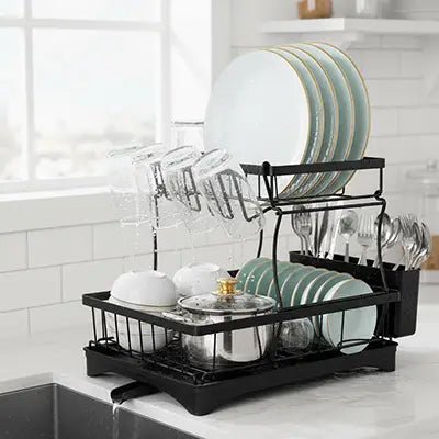 egouttoir vaisselle compactpro avec porte verres pour un séchage sans traces