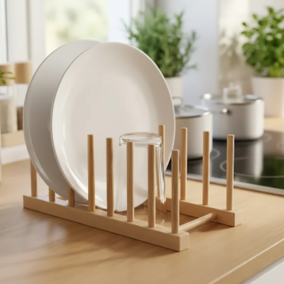 egouttoir vaisselle en bois naturel élégant et pratique pour cuisine