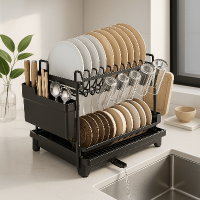 egouttoir vaisselle tout-en-un design moderne et fonctionnel