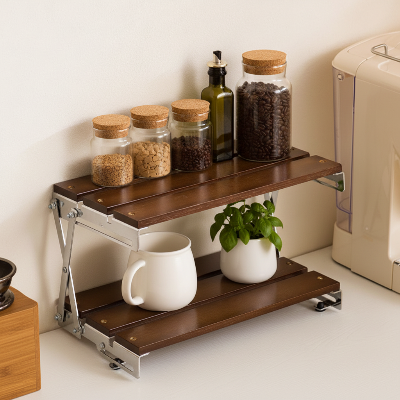 etagere cuisine 2 niveaux bocaux épices accessibles sans encombrer le comptoir