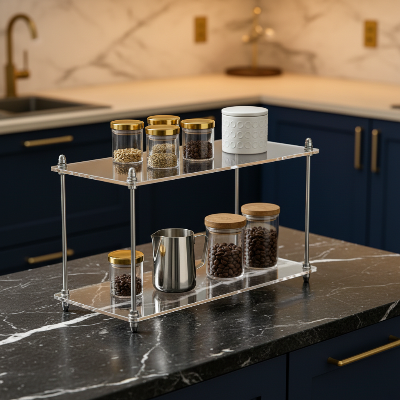  etagere cuisine moderne design pour bocaux et condiments mis en valeur 