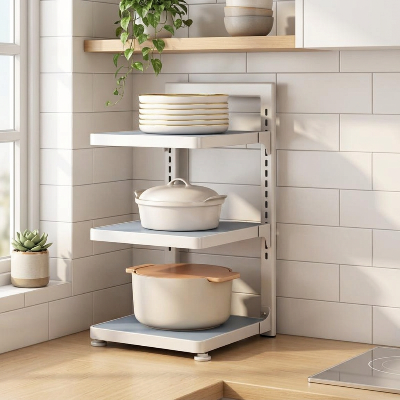 etagere cuisine modulo trois niveaux pour rangement vertical
