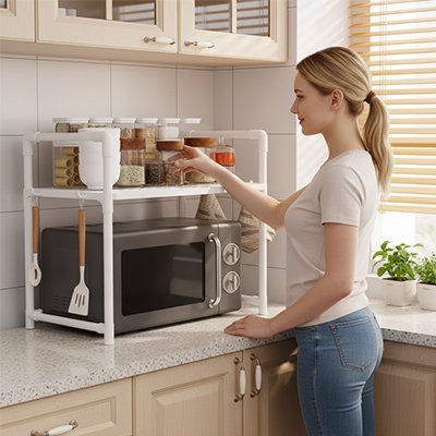 etagere cuisine organisateur compact design élégant blanc 