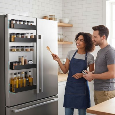 étagère cuisine rangement magnétique pour organiser facilement les épices et accessoires