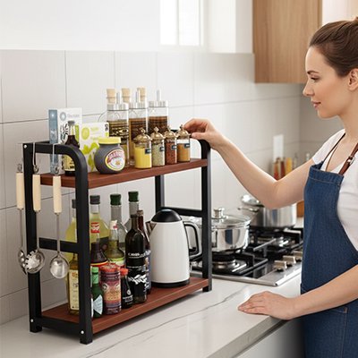 etagere cuisine rustique rangement pratique et élégant pour organiser vos épices facilement