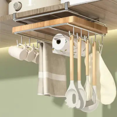 etagere cuisine suspendue sous meuble argentée acier inoxydable durable
