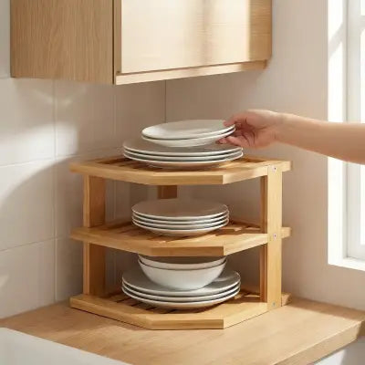 etagere d angle cuisine 3 niveaux transforme coin vide en espace decoratif