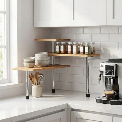 etagere d’angle cuisine authentique et naturelle en bambou durable