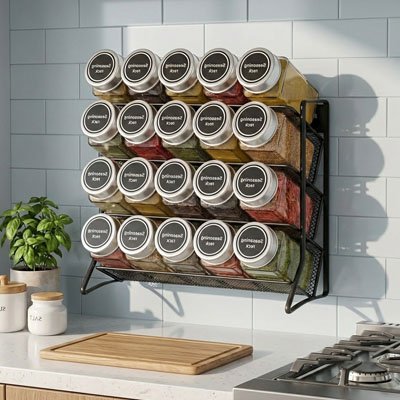 etagere murale cuisine rangement pratique pour epices pots stables