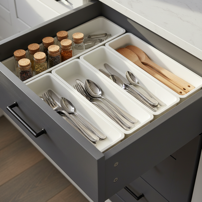 Organisateur tiroir cuisine gris anthracite zoomé