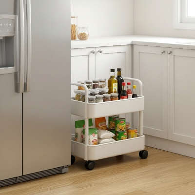 petite desserte cuisine chariot de rangement mobile sur roulettes pivotantes offre mobilité silencieuse et rangement gain de place