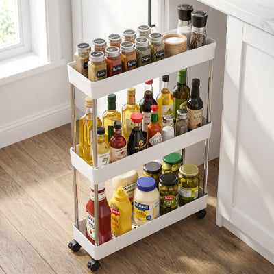 petite desserte cuisine mobile dans espace étroit garde condiments à portée de main