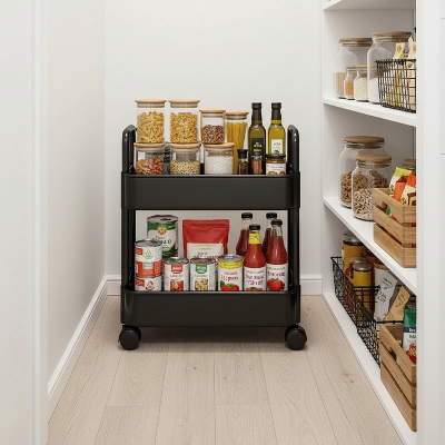 petite desserte cuisine  chariot de rangement mobile transforme couloir étroit en espace de rangement pratique et accessible