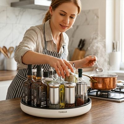 plateau tournant cuisine épices organisées pour cuisiner avec plaisir